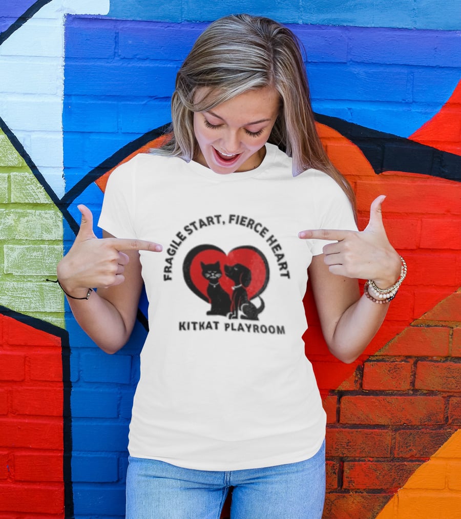 Fragile Heart Fierce Start Kitkat Playroom Black Cat And Dog T-Shirt
