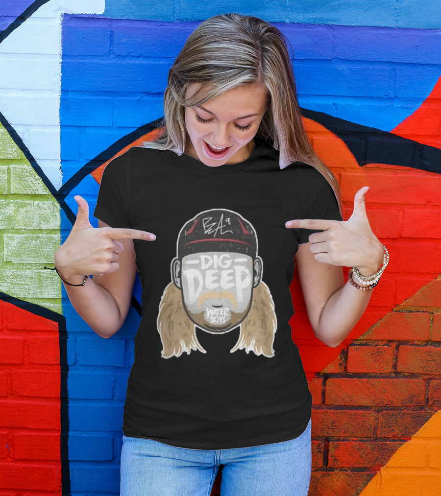 Waterboys Dig Deep Chris Long Mullet Mustache Cap Caricature T-Shirt