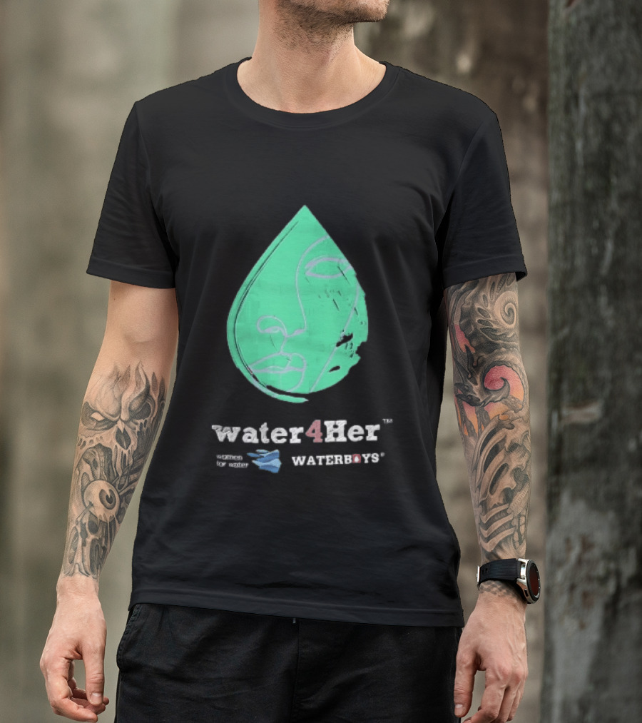 Water4Her Waterboys Green Waterdrop Line Face Women For Water T-Shirt
