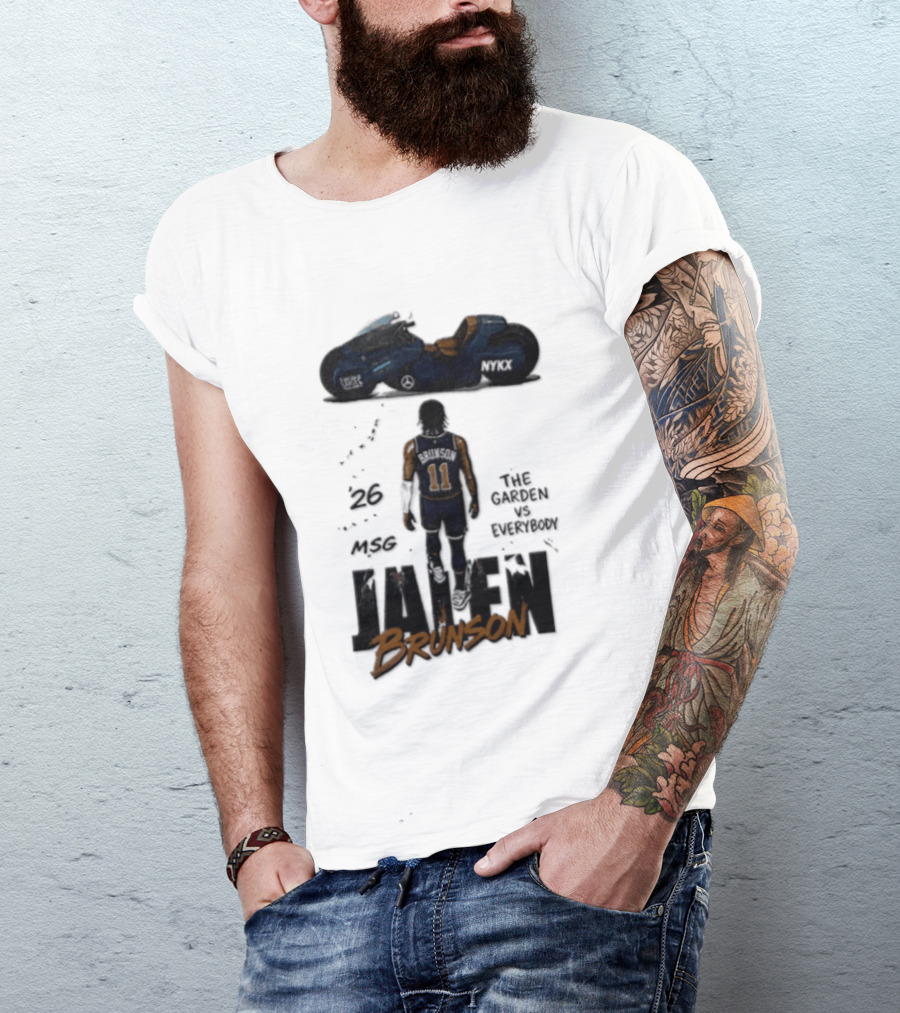 Jalen Brunson 26 The Garden NYKX MSG Vs Everybody Akira Motorcycle T-Shirt