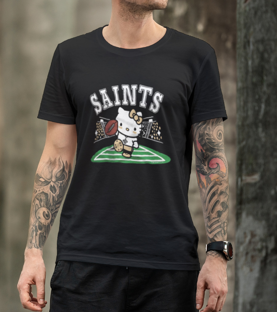 Hello Kitty New Orleans Saints Football Mascot Fan Gear T-Shirt