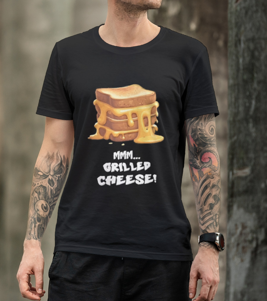 Mmm Grilled Cheese Melting Dripping Stacked Sandwiches Cartoon T-Shirt