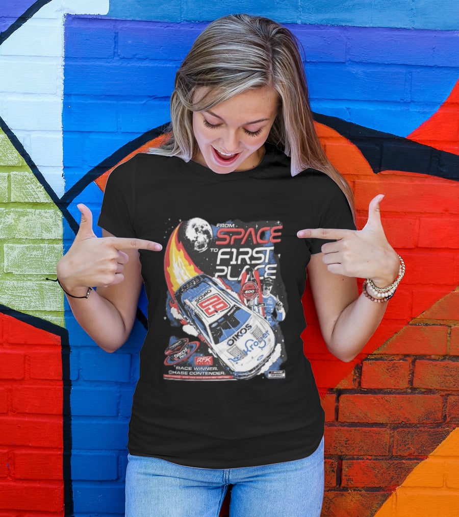NASCAR From Space To First Place Ryan Preece RFK 2023 Race Winner Moon Flames Oikos 400 T-Shirt
