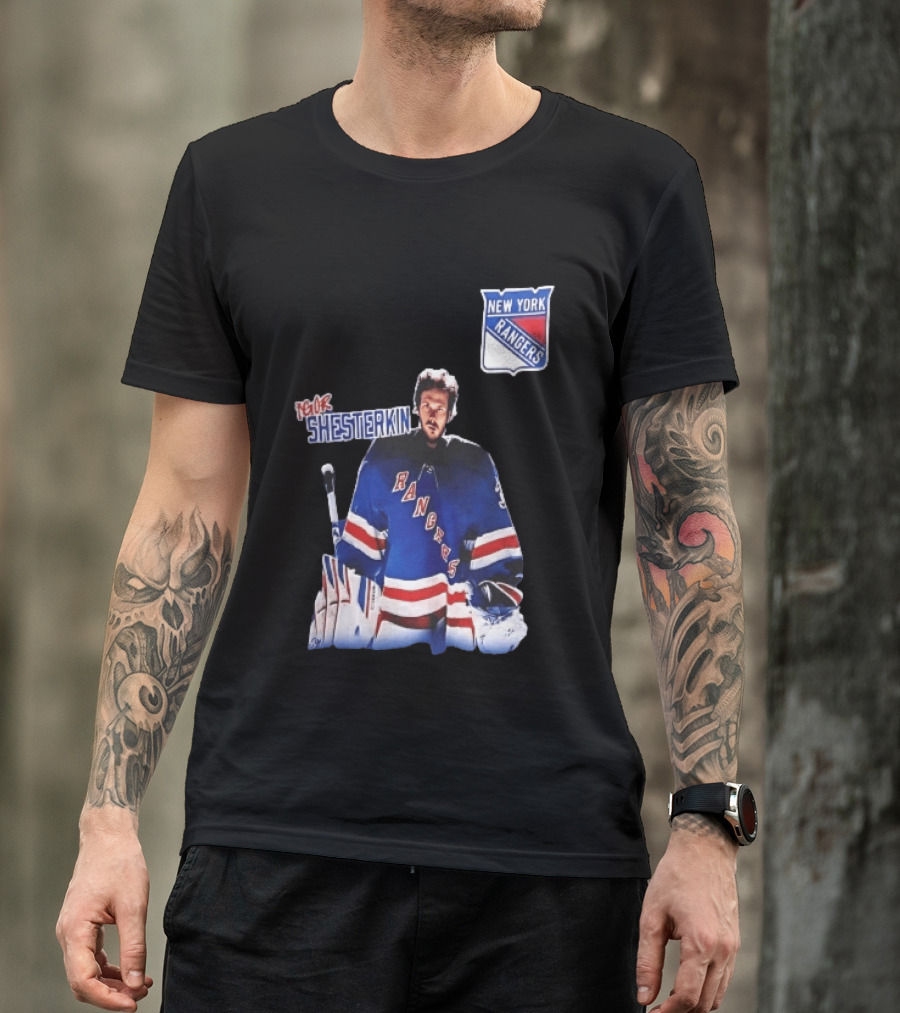New York Rangers Igor Shesterkin NHL Goaltender Blue Uniform T-Shirt