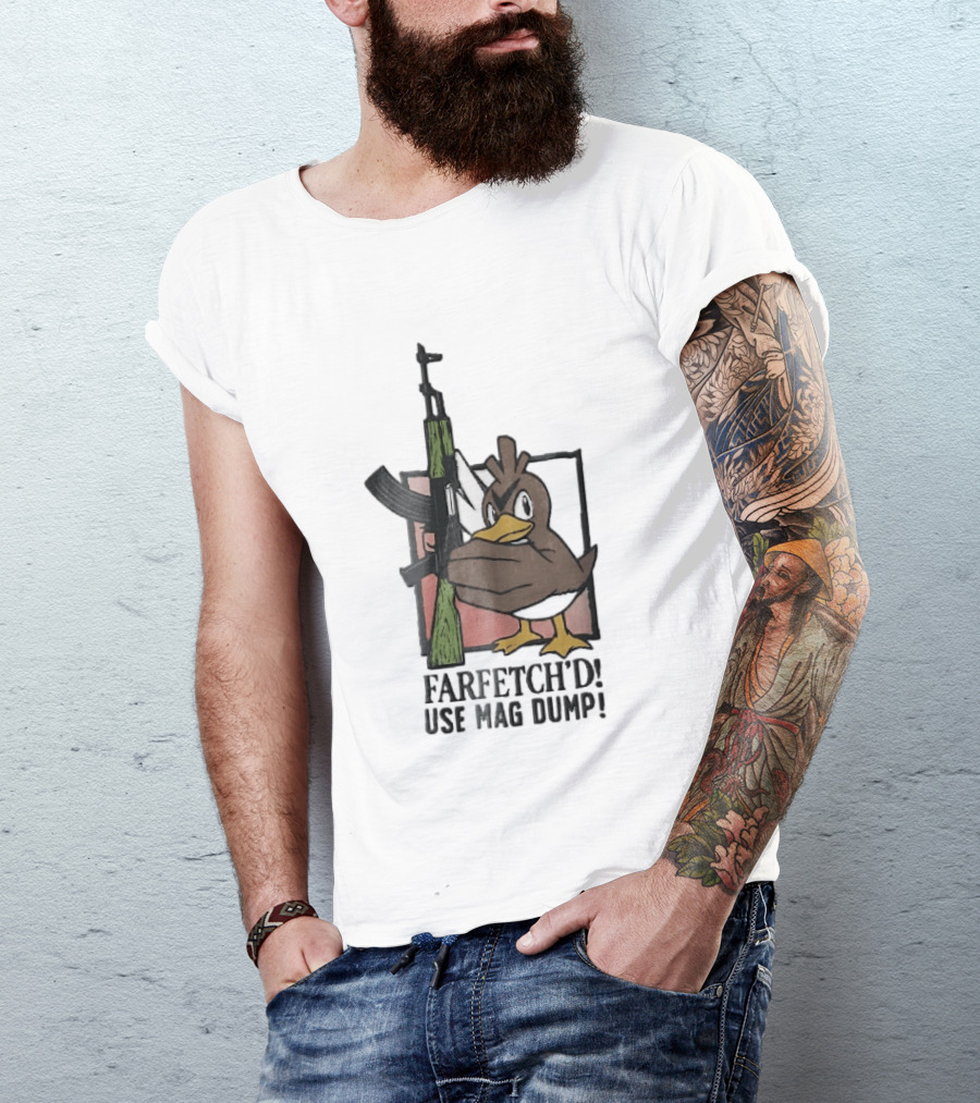 Farfetch'd Use Mag Dump Pok Mon Holding AK47 Rifle T-Shirt