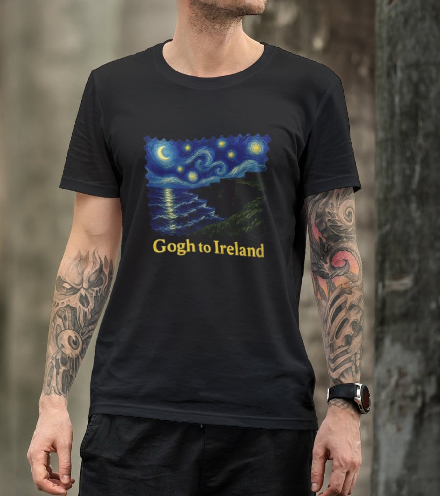 Van Gogh Starry Night Cliffs Overlook Gogh To Ireland T-Shirt