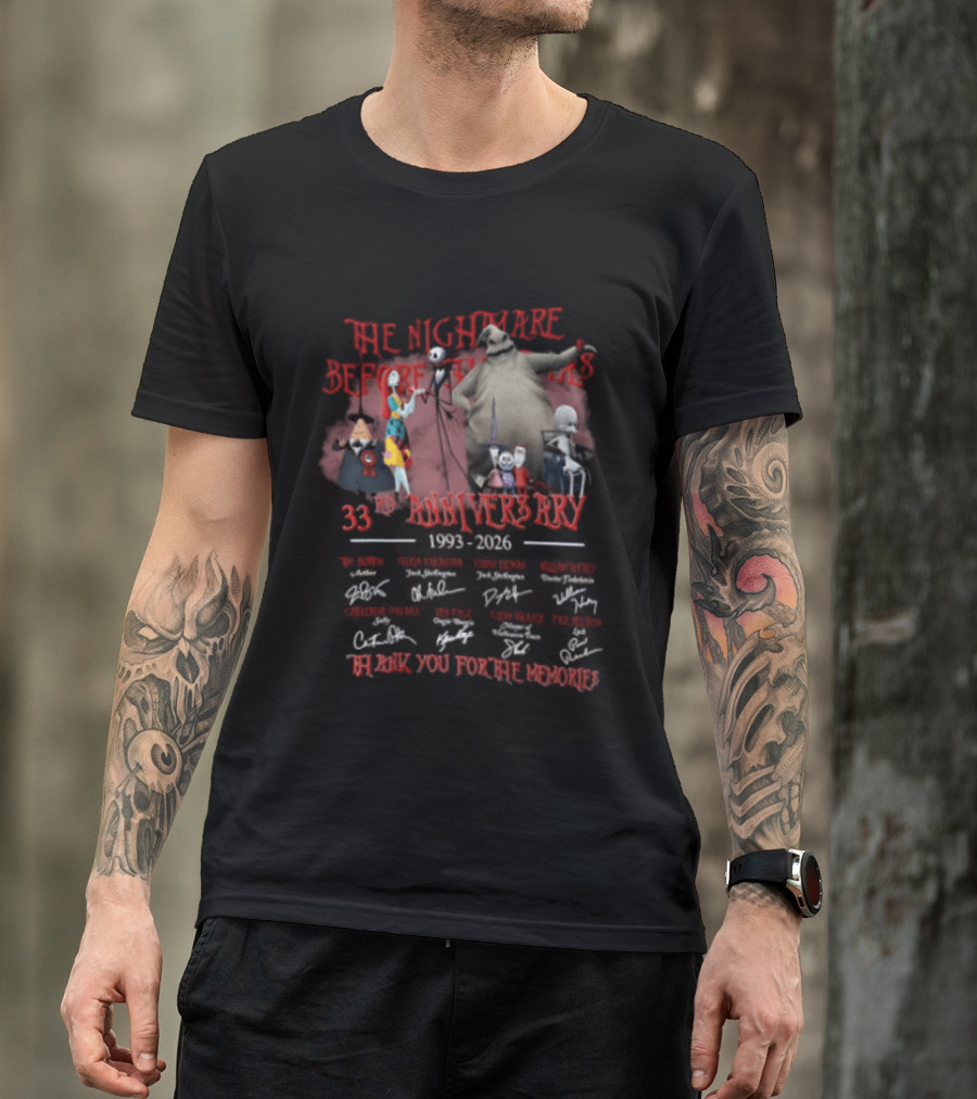 The Nightmare Before Christmas 33rd Anniversary 1993 2026 Thank You For The Memories T-Shirt
