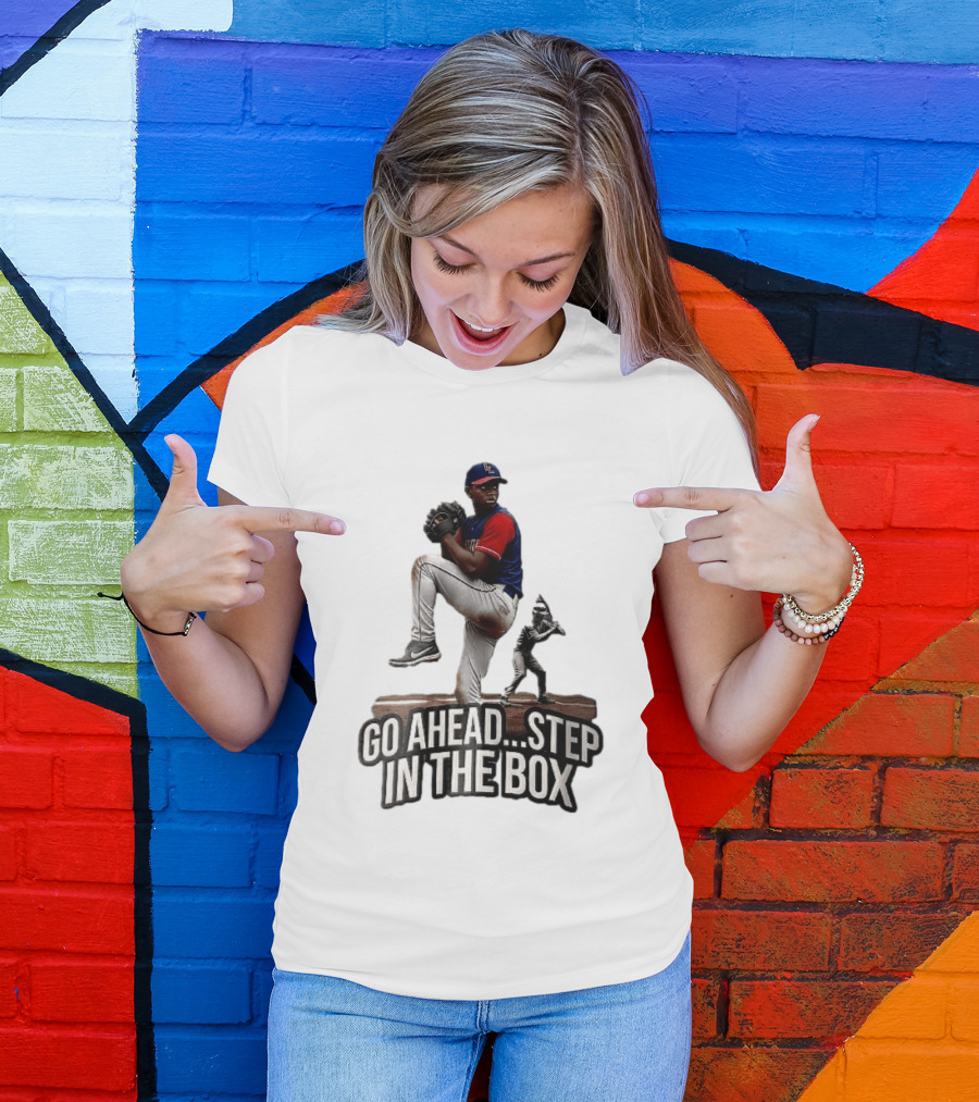 Go Ahead Step In The Box Baseball Pitcher And Batter Challenge T-Shirt