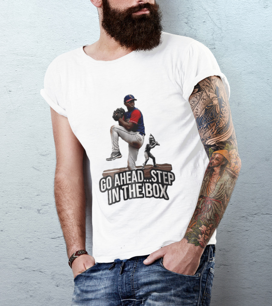 Go Ahead Step In The Box Baseball Pitcher And Batter Challenge T-Shirt