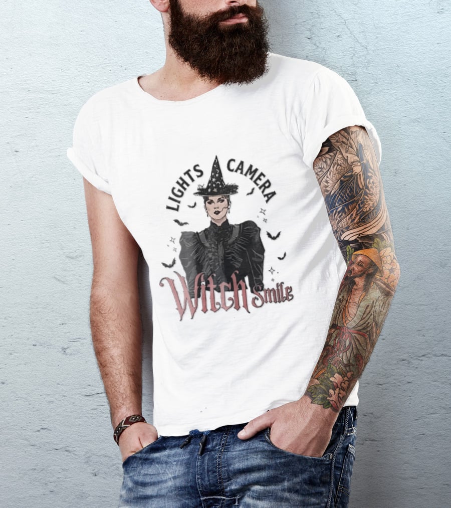 Lights Camera Witch Smile Horror Movie Halloween Magic T-Shirt