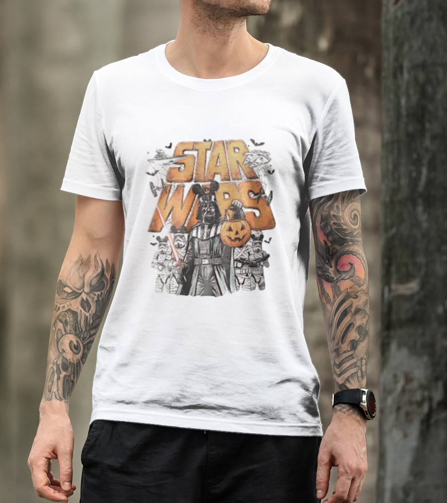 Star Wars Darth Vader Mickey Ears Stormtroopers Halloween Pumpkin T-Shirt