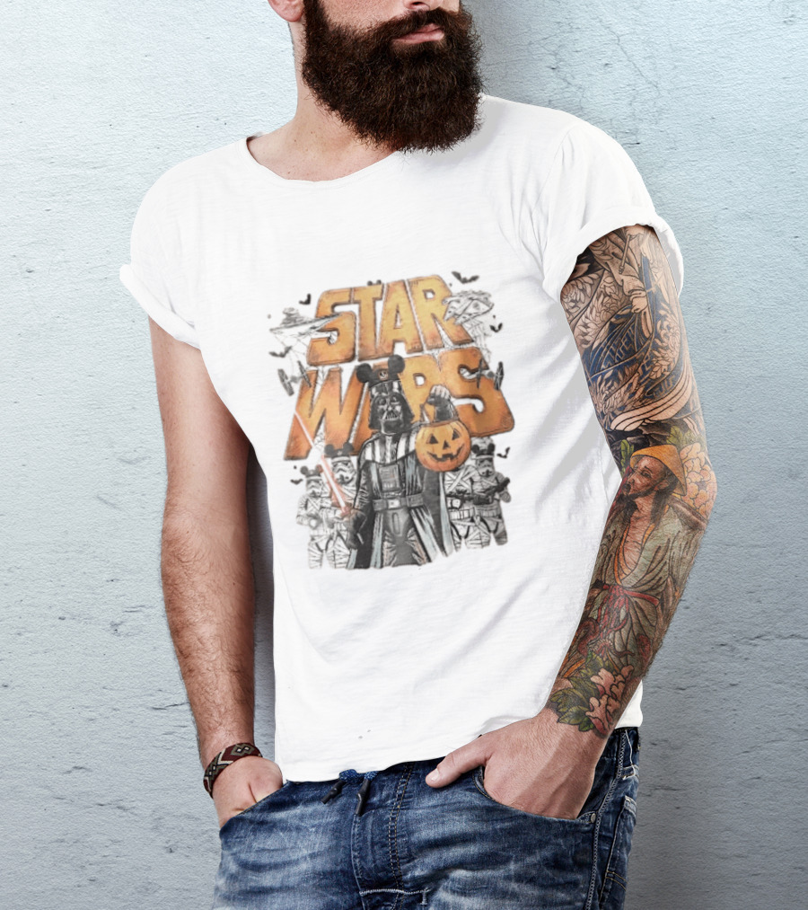 Star Wars Darth Vader Mickey Ears Stormtroopers Halloween Pumpkin T-Shirt