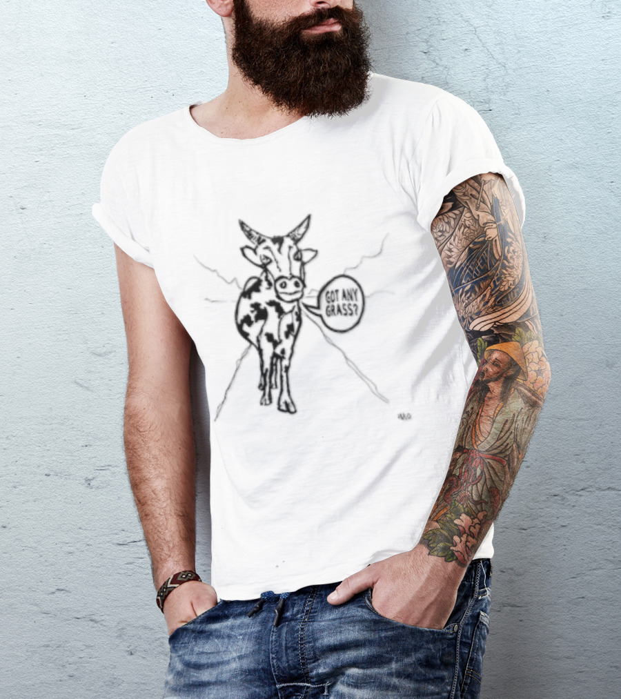Cow Speaks Sarcasm Meme Black And White Sketch T-Shirt
