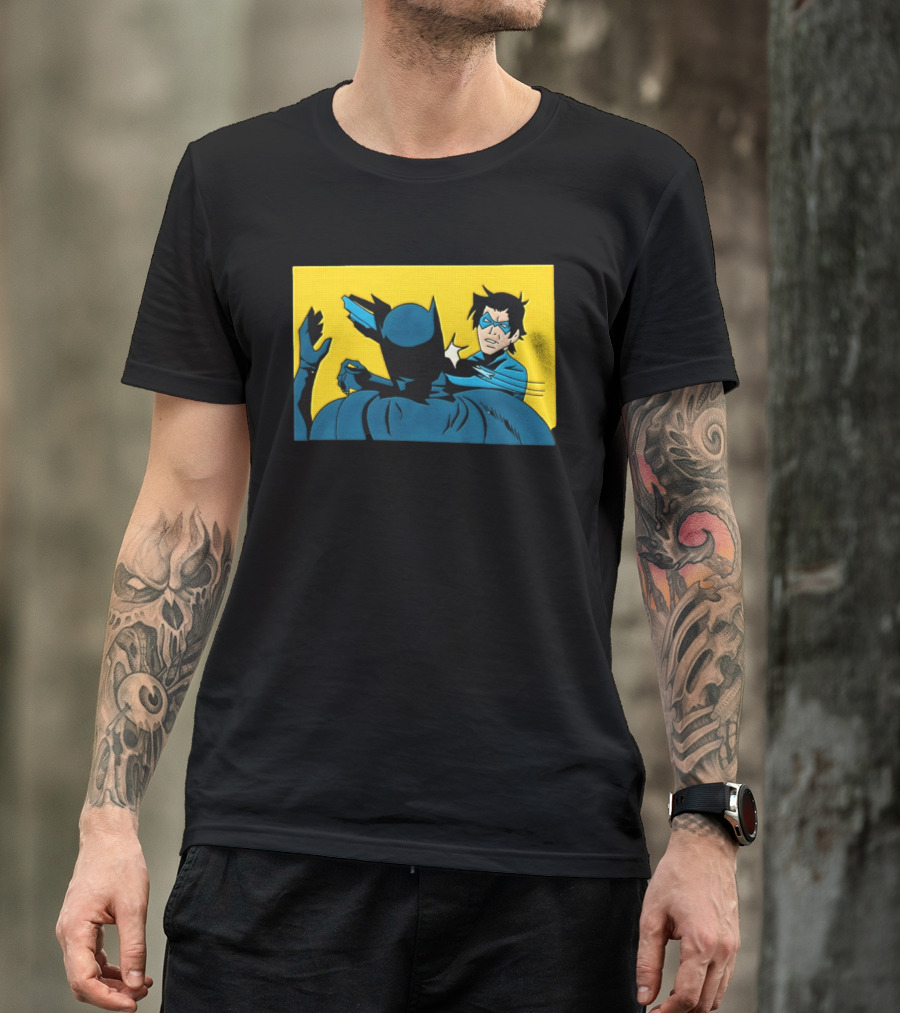Nightwing Slapping Batman Meme Comic Panel Yellow T-Shirt