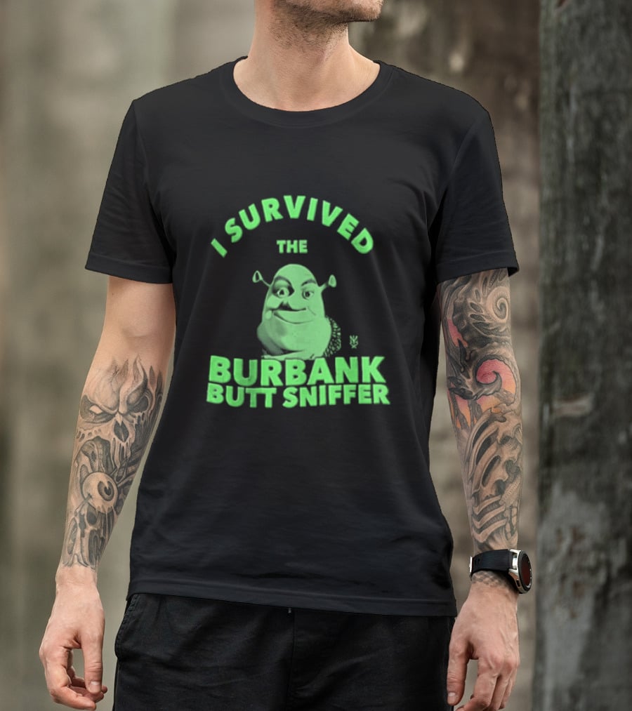 Shrek I Survived The Burbank Butt Sniffer Green Character Mashup T-Shirt