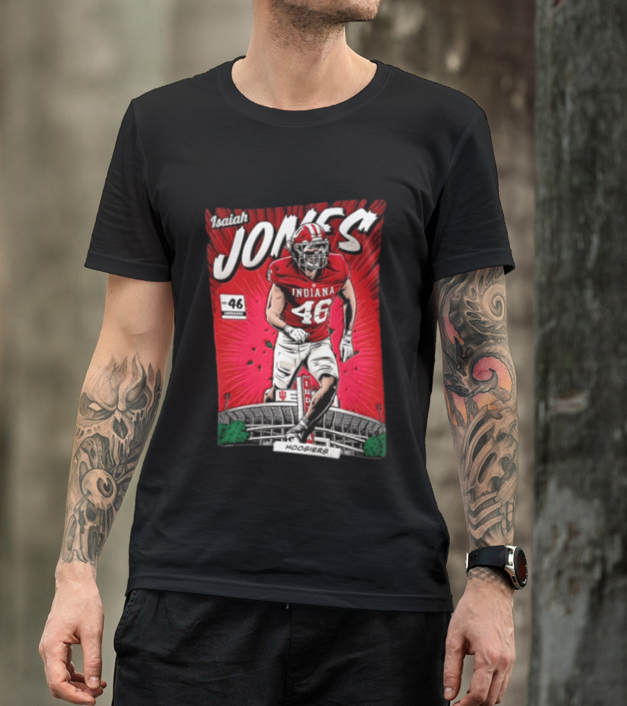Indiana Hoosiers #46 Isaiah Jones Comic Stadium Edition T-Shirt