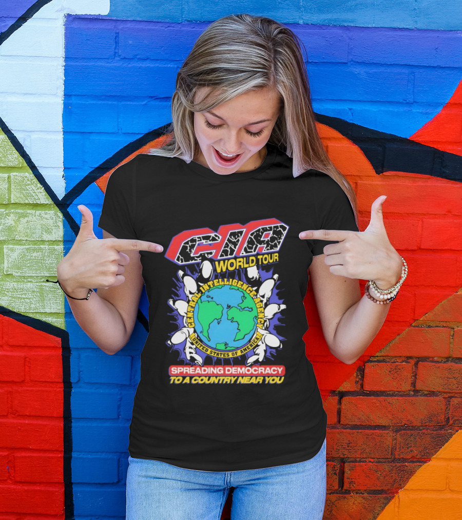 CIA World Tour Spreading Democracy To A Country Near You Earth Map T-Shirt