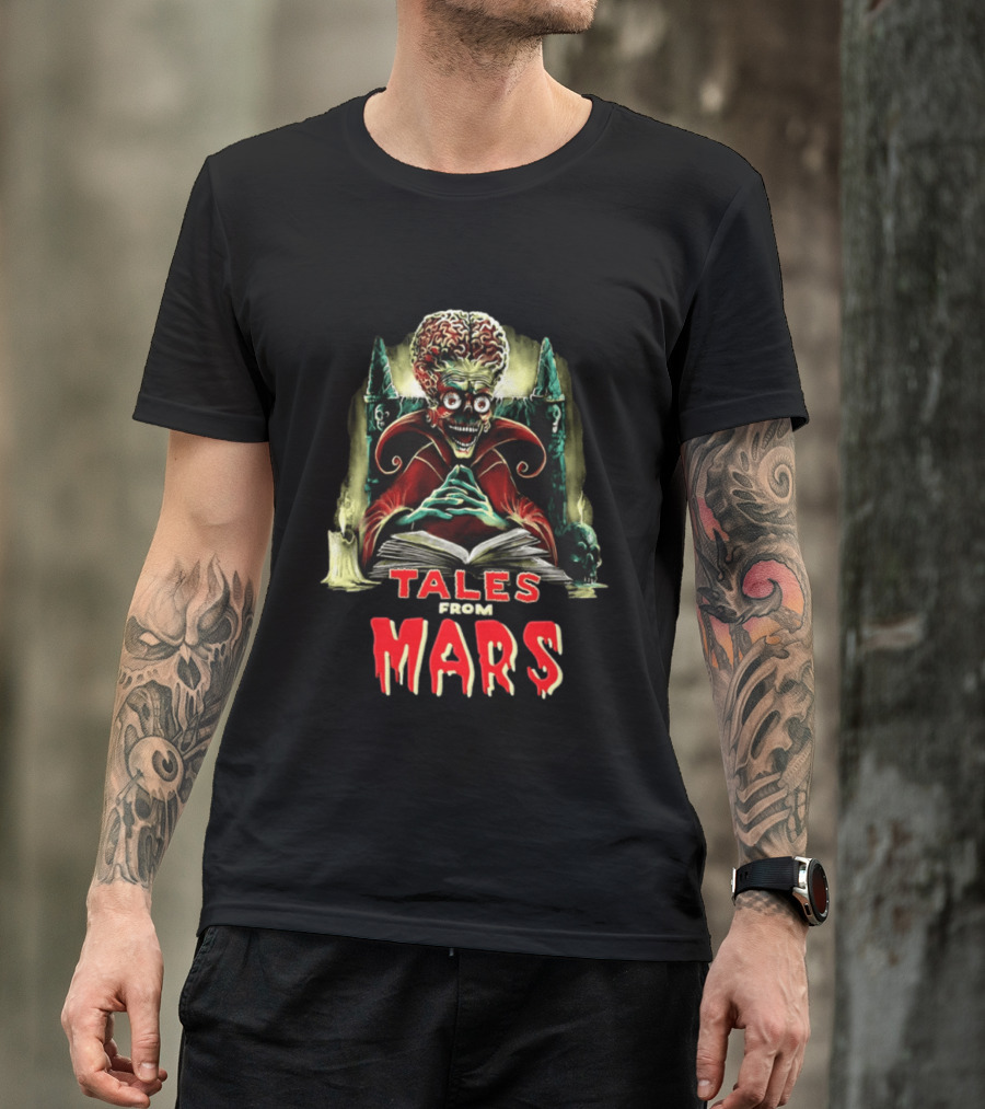 Mars Attacks Tales From Mars Alien Reading Book T-Shirt