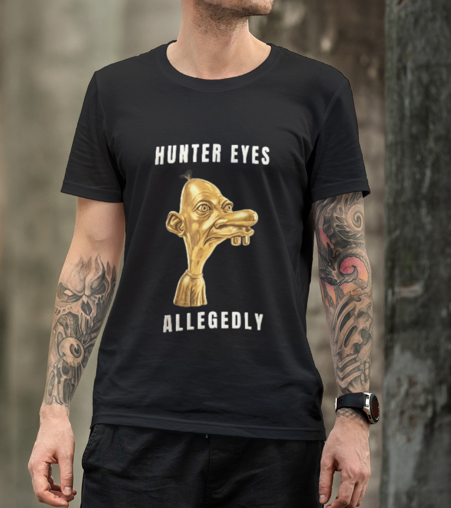 Hunter Eyes Allegedly 3D Golden Manny Caricature Head T-Shirt