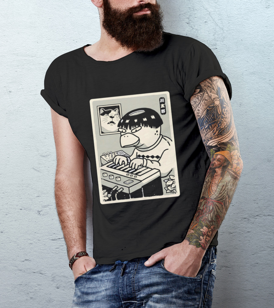 Yokai Synths Kappa Playing Keyboard Japanese Monster T-Shirt
