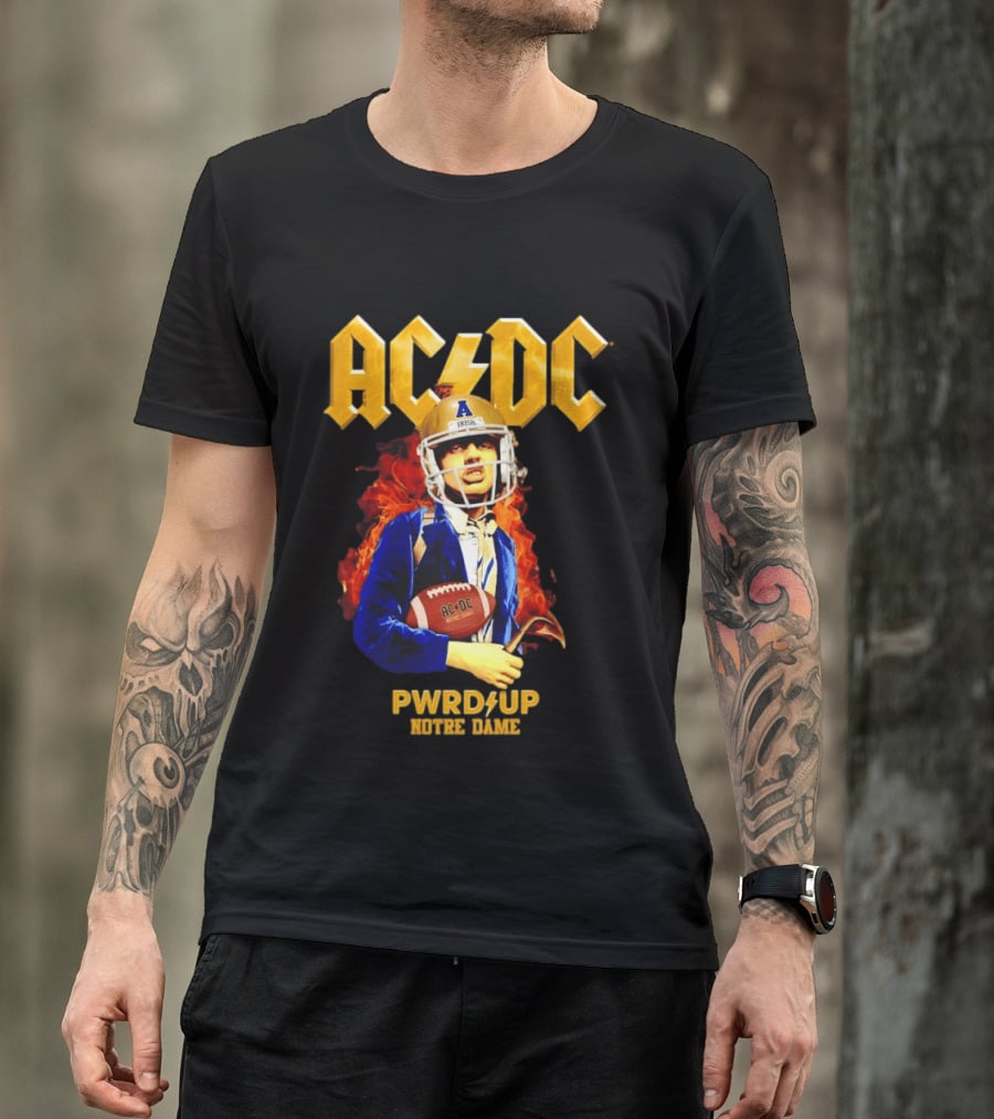 ACDC PWR UP Notre Dame Irish Football T-Shirt