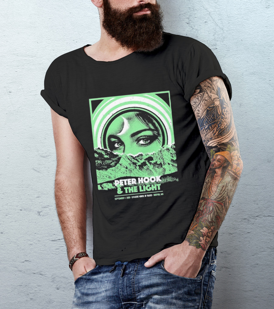 Peter Hook And The Light Boston MA Citizens House Of Blues September 4 2026 Event Crescent Moon Woman's Eyes Green Mountains T-Shirt