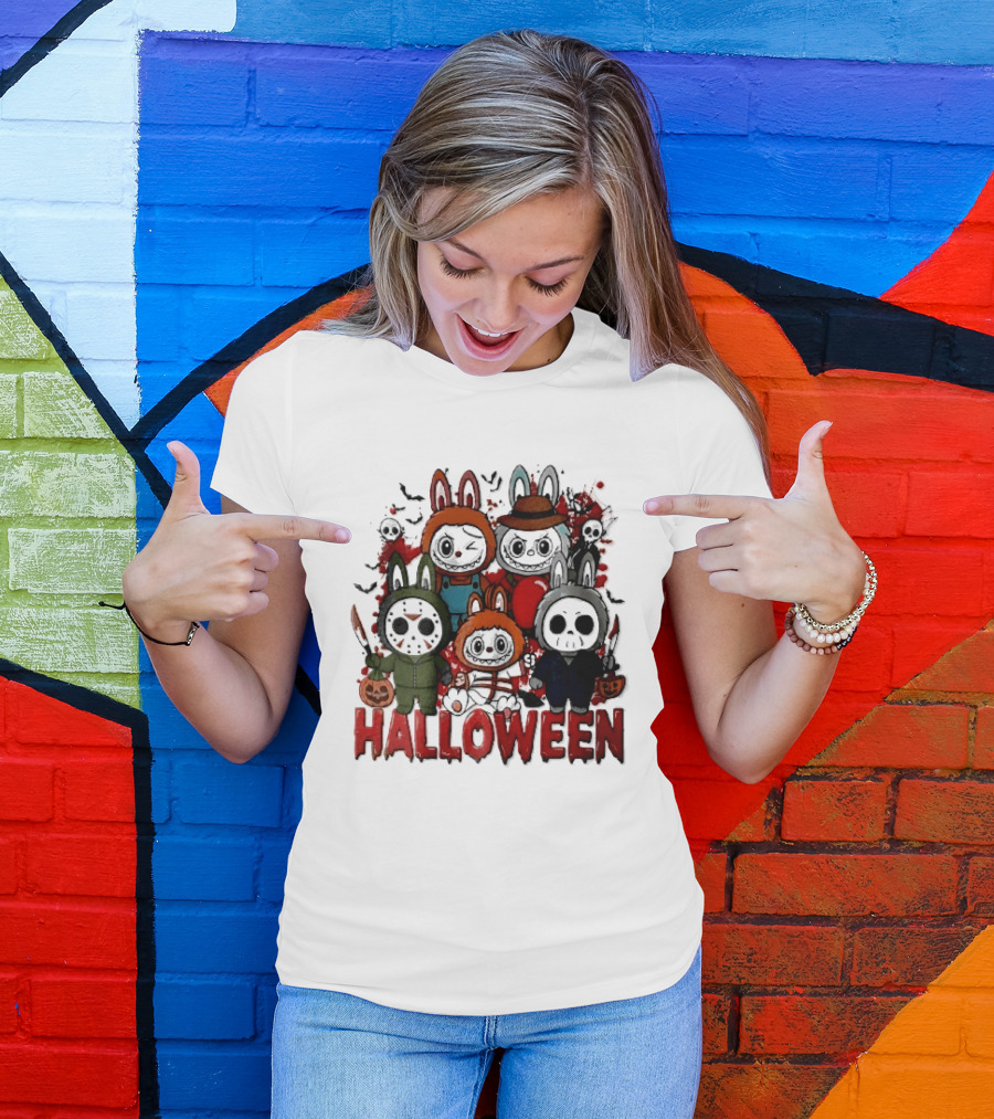 Halloween Cartoon Bunny Horror Characters Costumes Scary Masks T-Shirt