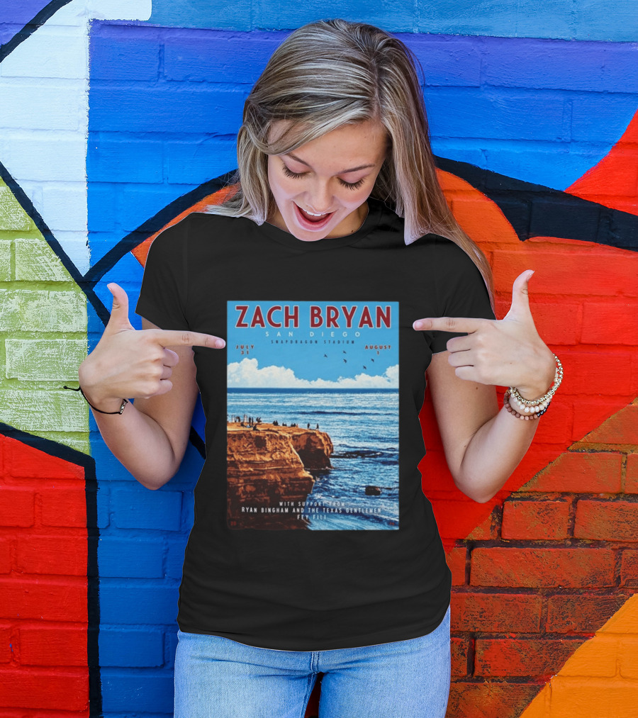 Zach Bryan San Diego Snapdragon Stadium July 31 August 1 With Support From Ryan Bingham The Texas Gentlemen Feu Fei T-Shirt