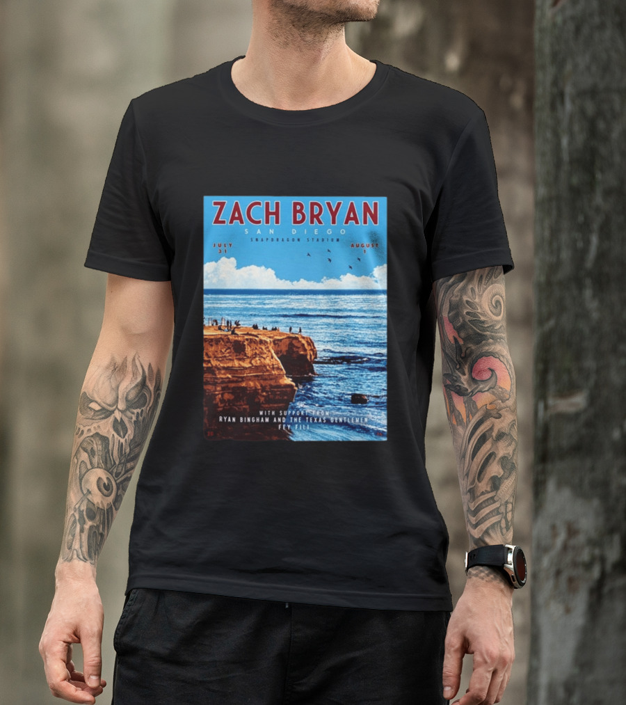 Zach Bryan San Diego Snapdragon Stadium July 31 August 1 With Support From Ryan Bingham The Texas Gentlemen Feu Fei T-Shirt