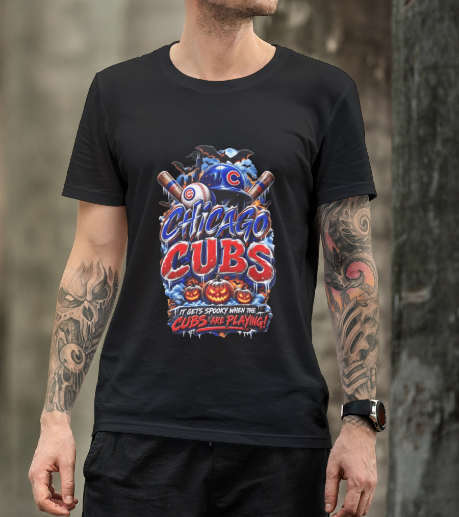 Chicago Cubs Halloween Spooky Baseball T-Shirt