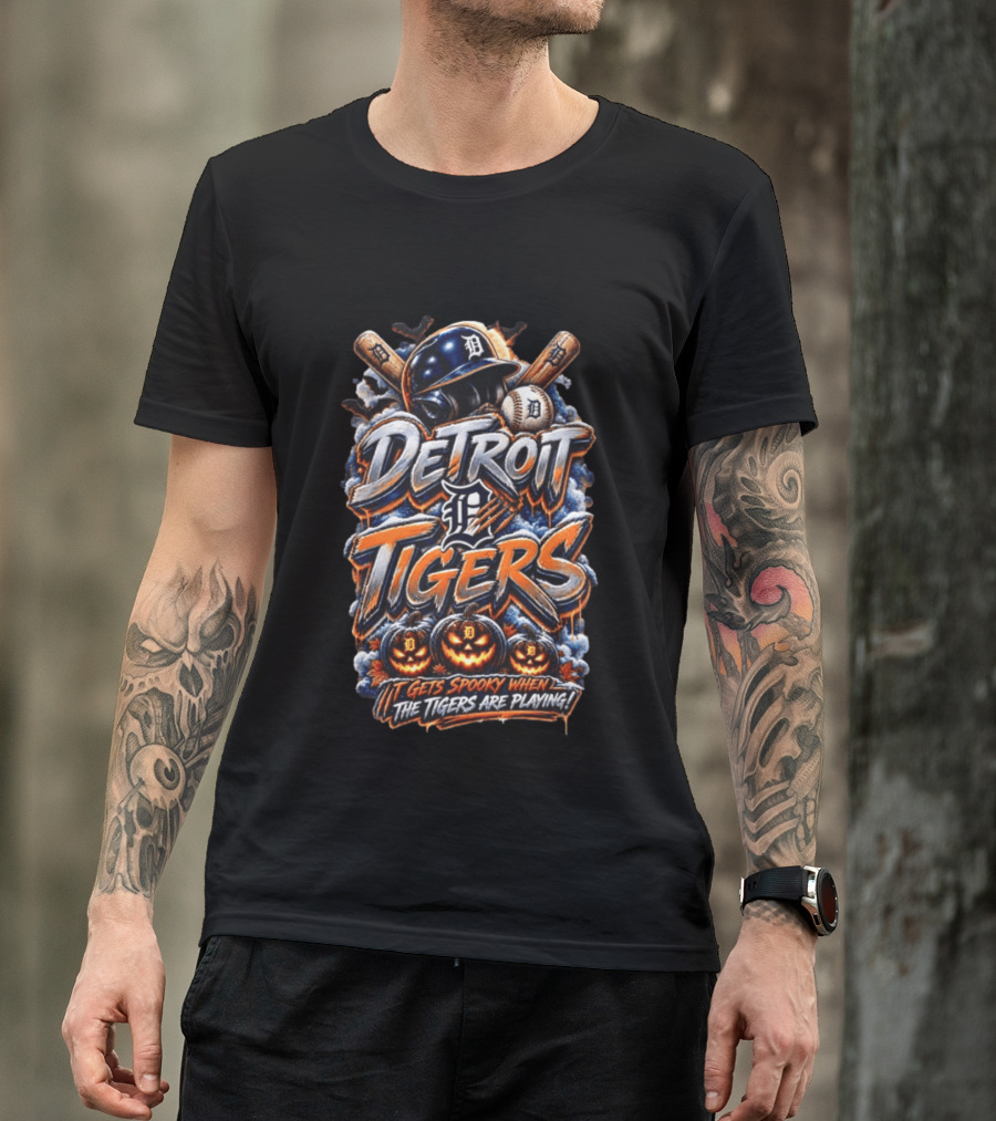 Detroit Tigers MLB Halloween Baseball Spooky Playing Time T-Shirt