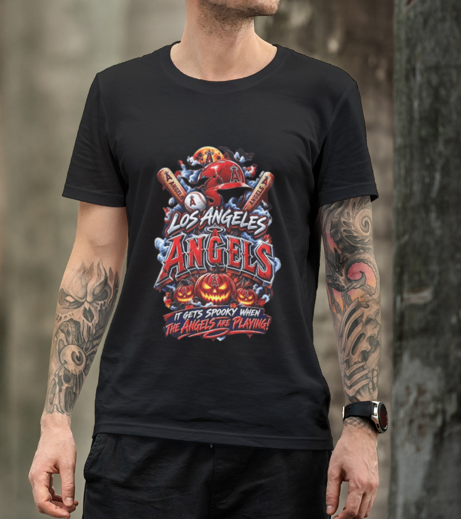Los Angeles Angels Halloween Spooky Baseball T-Shirt