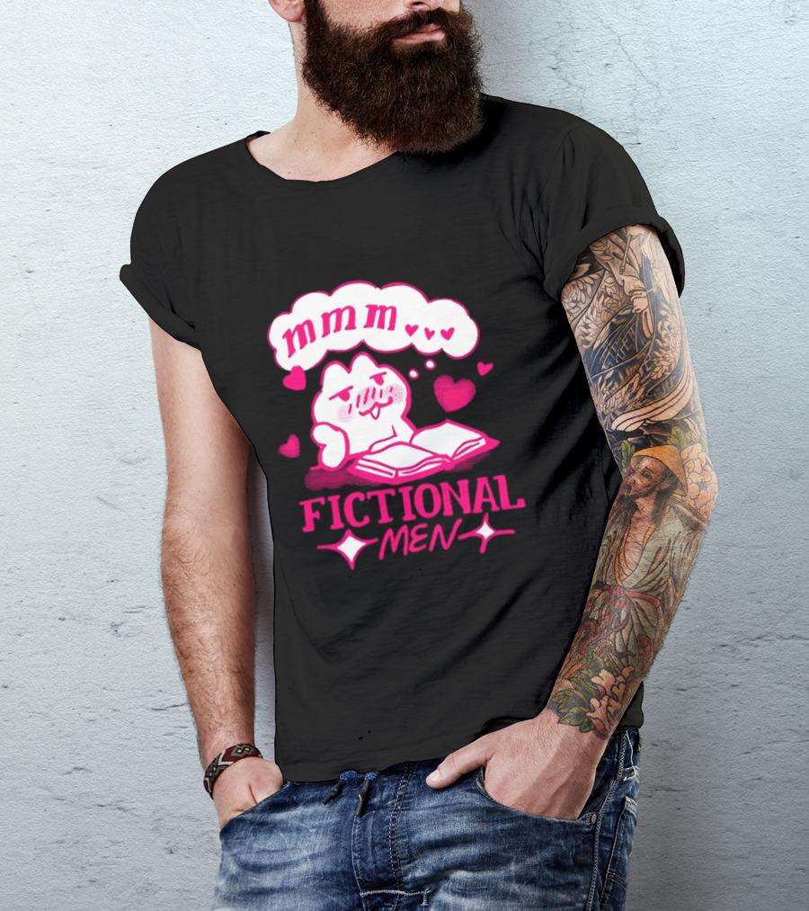 Fictional Men Mmm Hearts Cute Cartoon Reading T-Shirt