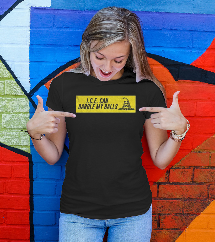 I.C.E. Can Gargle My Balls Political Gadsden Flag Snake T-Shirt