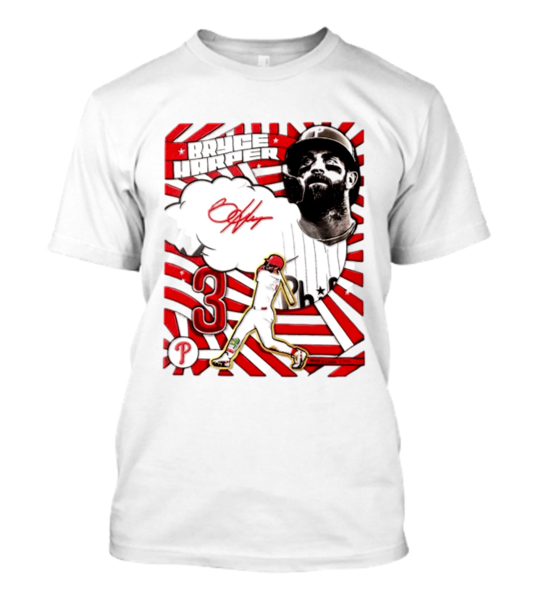 Bryce Harper Philadelphia Phillies 2026 MLB Signature Number 3 T-Shirt