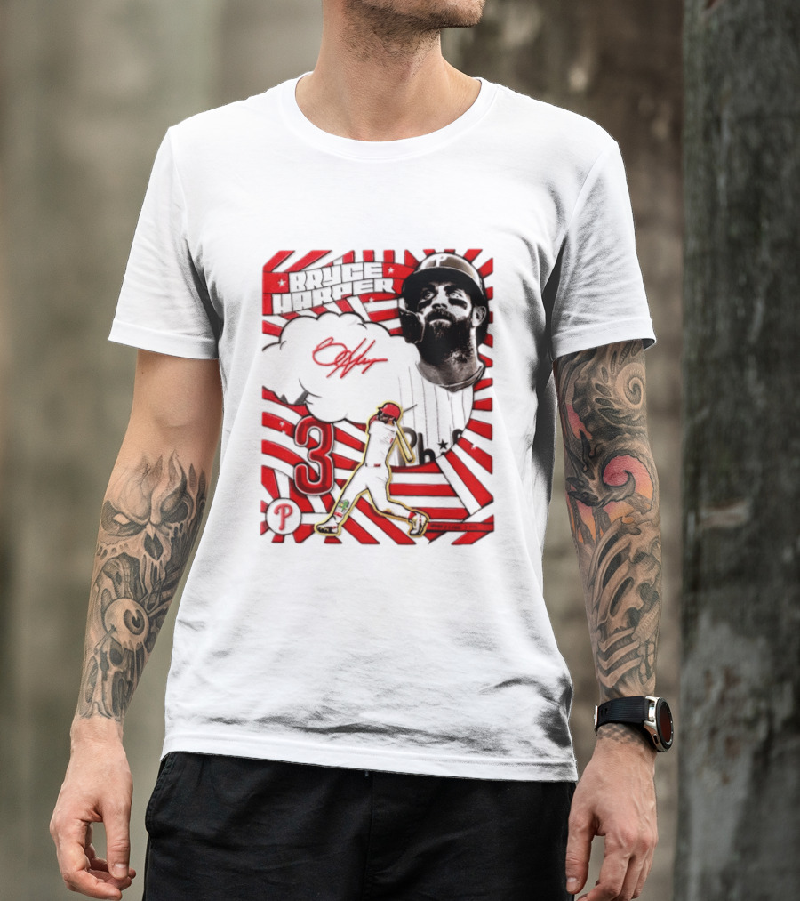 Bryce Harper Philadelphia Phillies 2026 MLB Signature Number 3 T-Shirt