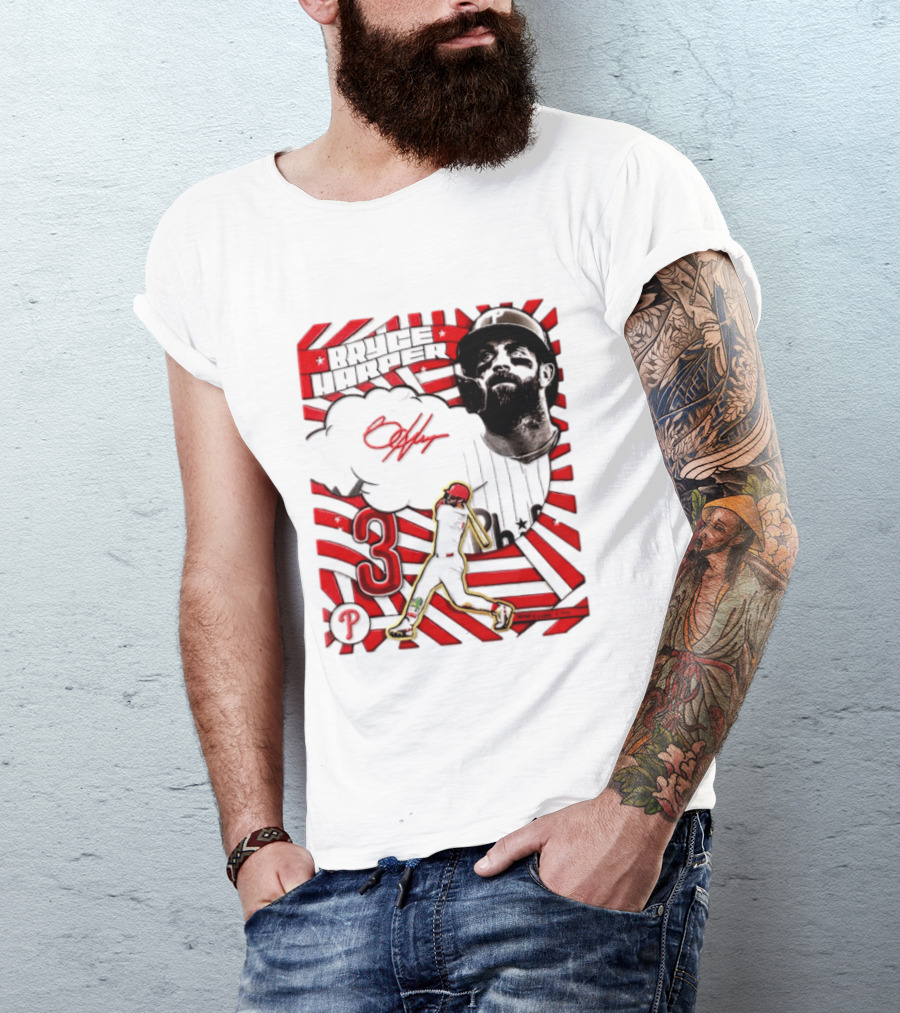 Bryce Harper Philadelphia Phillies 2026 MLB Signature Number 3 T-Shirt
