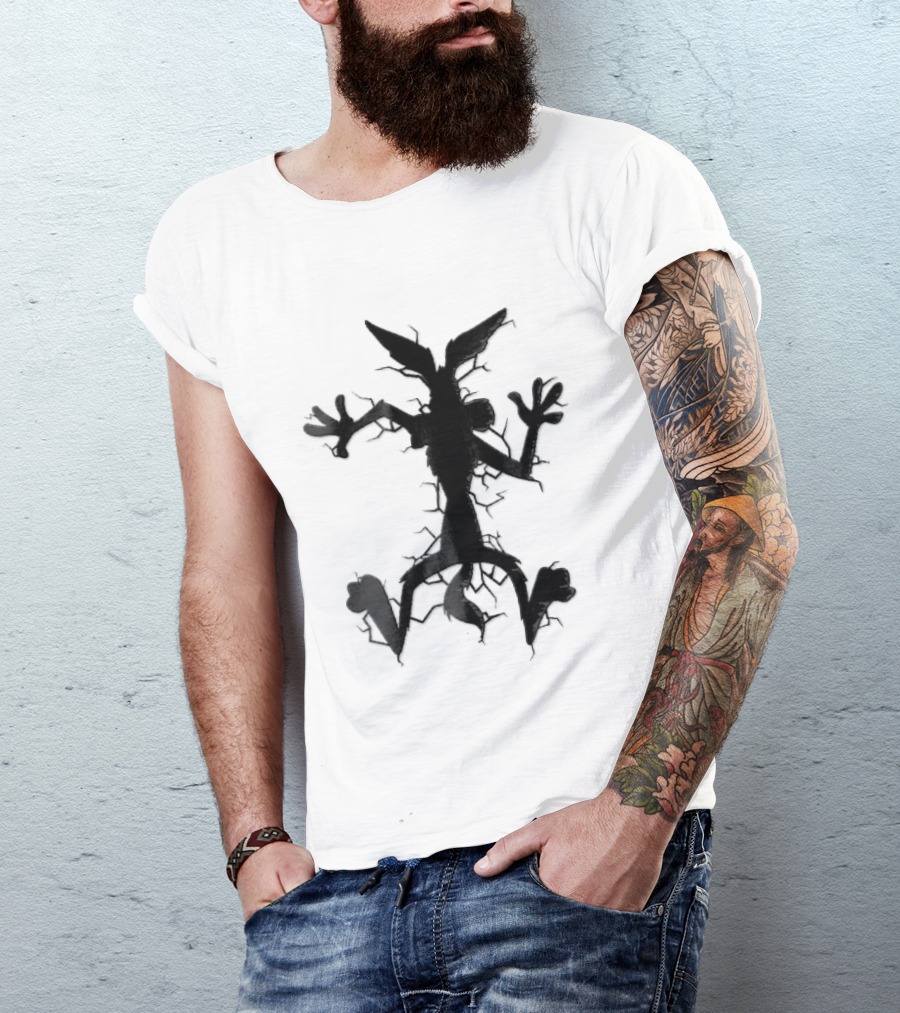 Cartoon Coyote Crash Fractured Stone Impact Hole T-Shirt