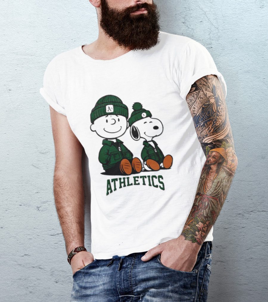 Charlie Brown Snoopy Athletics 2026 MLB Football T-Shirt