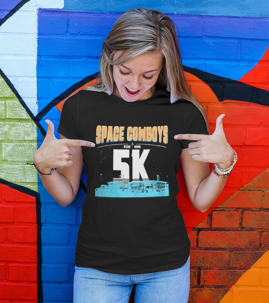 Space Cowboys 5k Cyan Ballpark Cityscape Night Stars T-Shirt