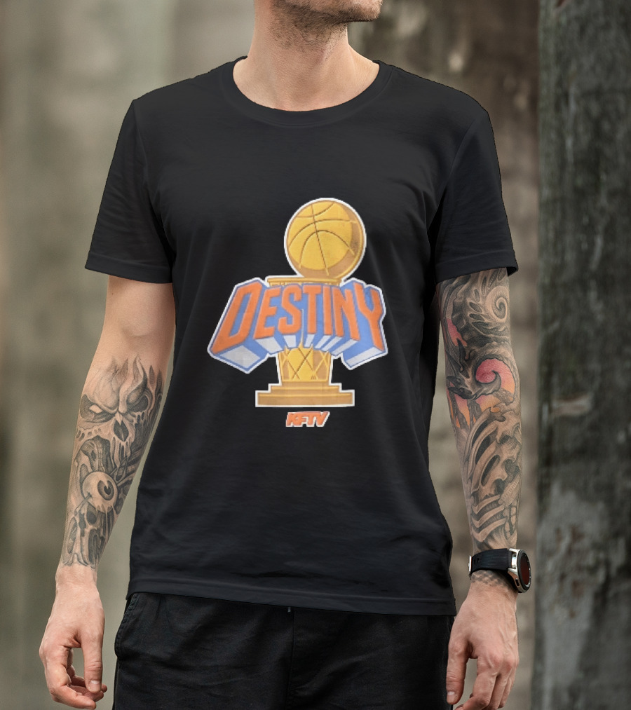 Destiny Gold Basketball Hoop Trophy Cartoon KFTV Orange Lettering T-Shirt
