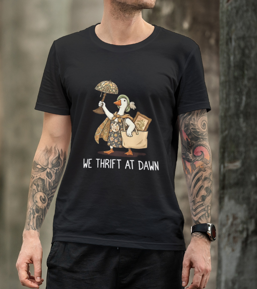 We Thrift At Dawn Vintage Goose With Lamp And Bag T-Shirt