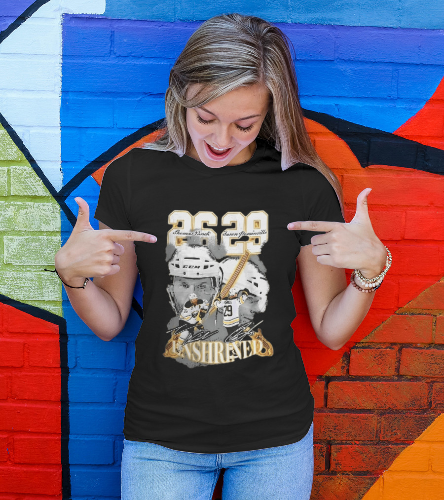 Thomas Vanek Jason Pominville 2026 Player Photos 26 29 Enshrined Buffalo Sabres Crossed Swords T-Shirt