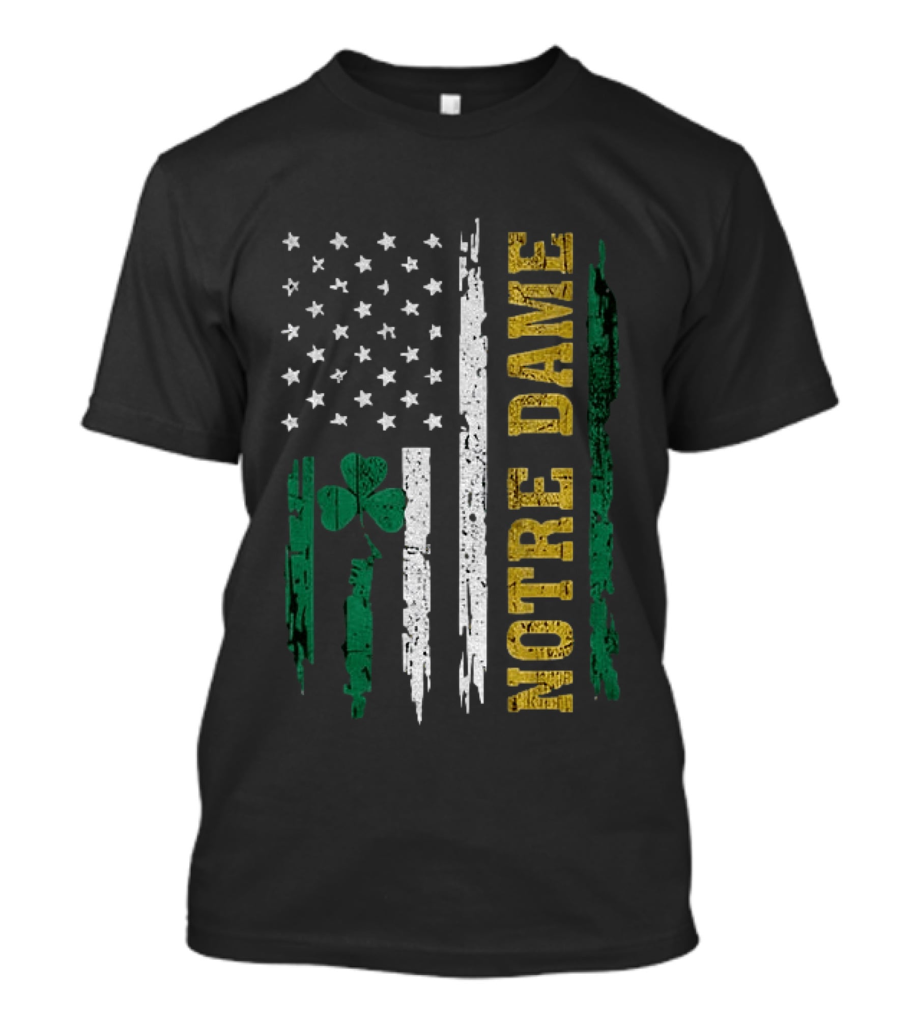Notre Dame Irish American Flag Football Clover Stars T-Shirt