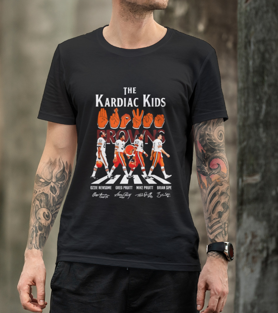 The Kardiac Kids Browns Ozzie Newsome Greg Pruitt Mike Pruitt Brian Sipe Abbey Road T-Shirt