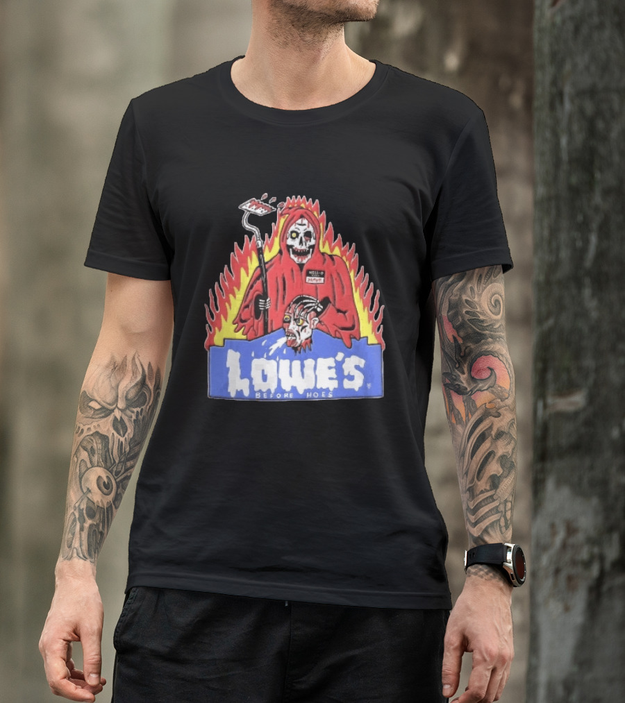 Lowes Before Hoes Hell O Death Grim Reaper Severed Head Paint Roller Cartoon T-Shirt
