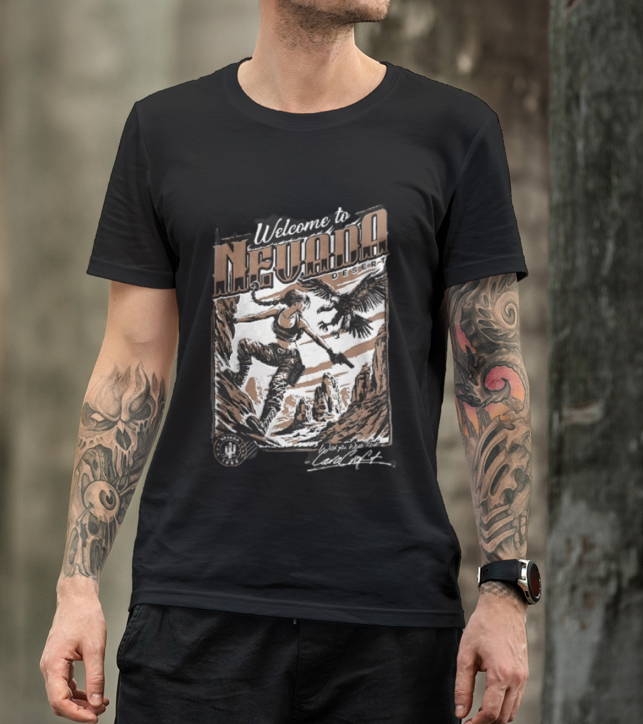 Welcome To Nevada Desert 1998 Eagle Rock Climbing Wish You Were Here Lara Croft T-Shirt