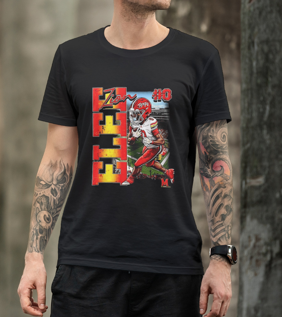 Zion #0 Maryland Terrapins NCAA Football Player Caricature T-Shirt