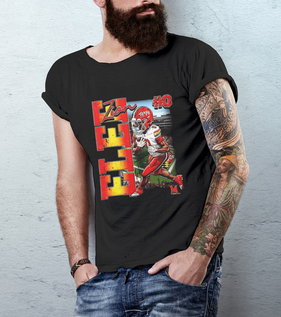 Zion #0 Maryland Terrapins NCAA Football Player Caricature T-Shirt