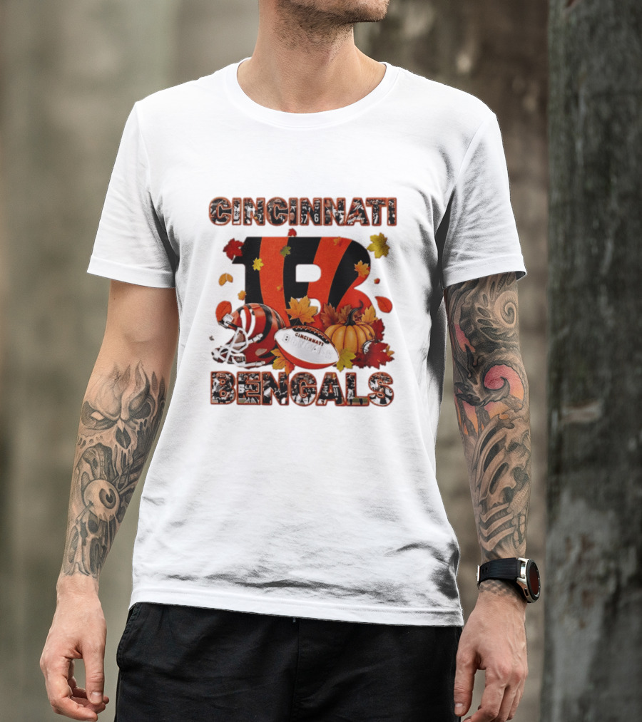 Cincinnati Bengals Autumn Fall Pumpkin Football 2026 Halloween T-Shirt